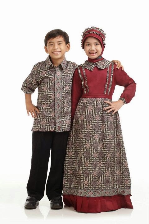 Model Baju  Batik  Muslim Terbaru untuk Anak  Perempuan dan Laki laki