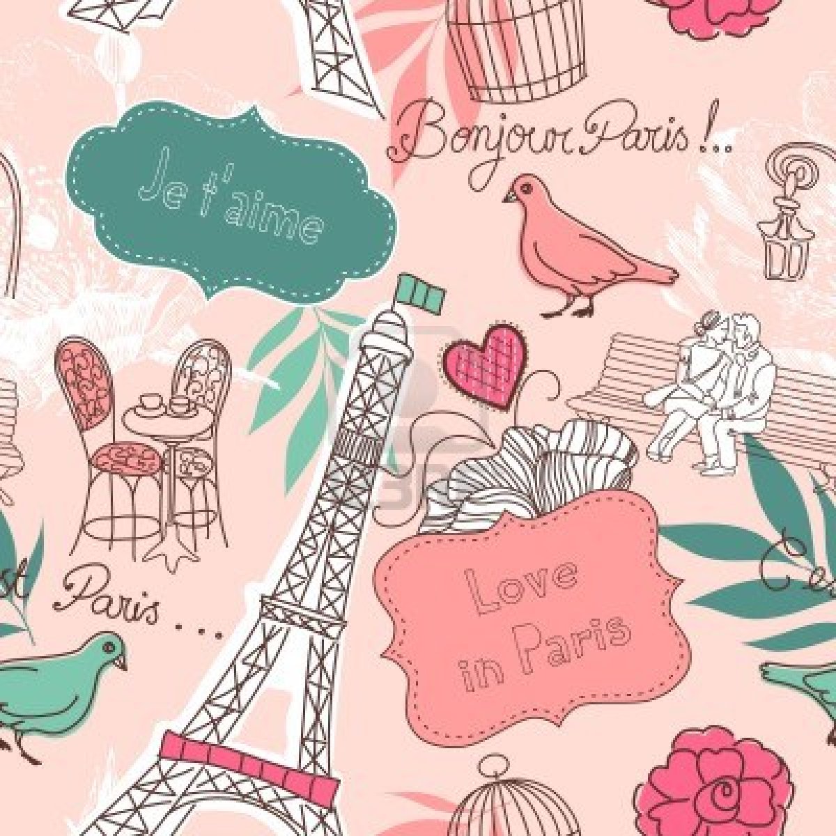 Cartoon Paris Pattern