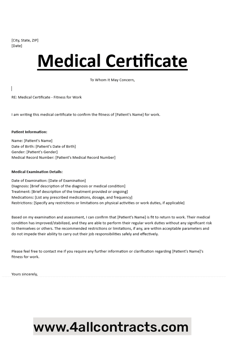 Download a medical certificate of fitness for work in Word format