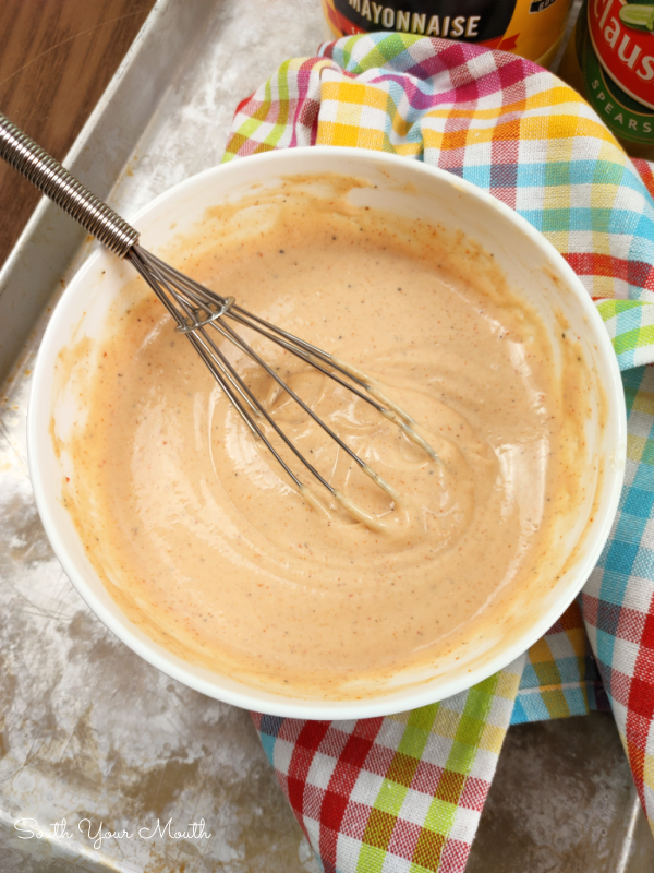 Shut Yo Mouth Fry Sauce! A zesty dipping sauce somewhere between Freddy’s Fry Sauce and Chick-Fil-A Sauce made with a splash of pickle juice, that’s perfect for everything from French fries to chicken tenders to burgers to fried shrimp!