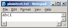 the pound symbol typed into Windows Notepad