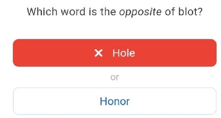 wrong answer mark in google word coach - if your answer is wrong, then you will see a red color mark. 