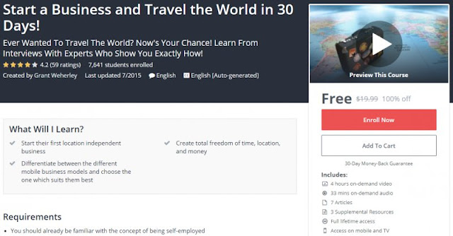 [100% Off] Start a Business and Travel the World in 30 Days!| Worth 19,99$