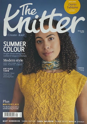 Image of The Knitter Magazine cover with model wearing a gold colour knitted top