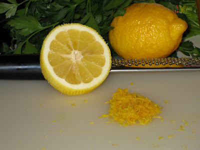 Fresh lemons, parsely and zest