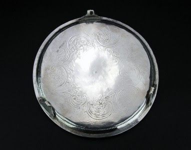 ANTIQUE 18thC GEORGIAN SOLID SILVER SALVER TRAY, JOHN HUTSON, LONDON c.1787 