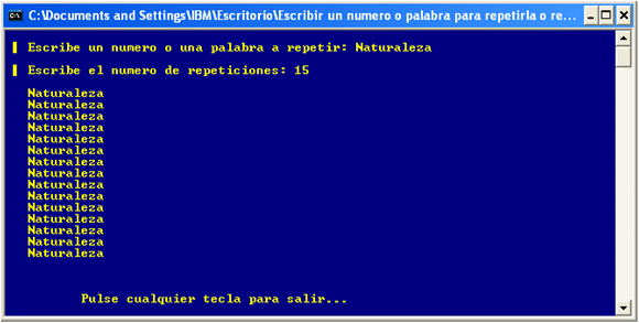 Escribir un número o palabra para repetirla o repetirlo el número de veces deseado