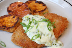 Crispy Pork Cutlets Amongst Creamy Jalapeno Dark-Green Onion Gravy – Enjoin Auf Wiedersehen To The 3-Pan Breading Station!