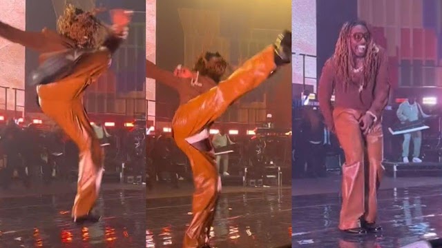 Asake leaves fans with shocking surprise as his trousers split on stage (WATCH)