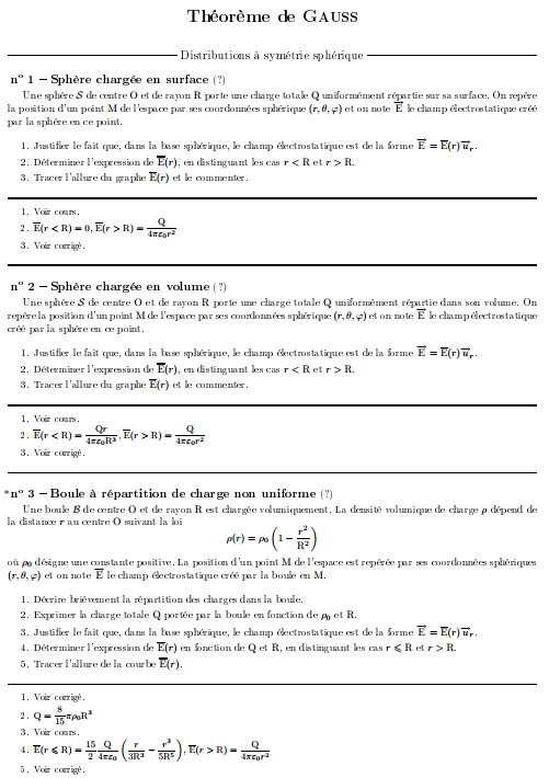 Exercices Corrigés Théorème de Gauss s2
