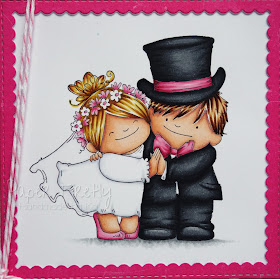 Wedding card featuring Love Story Squidgies by Stamping Bella