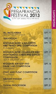 Peñafrancia Festival 2013 Activity Schedule