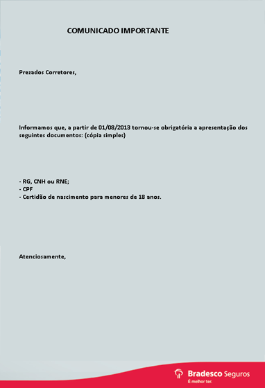 COMUNICADO IMPORTANTE - DOCUMENTOS