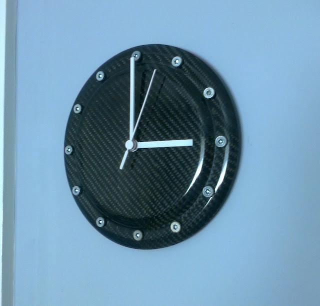 carbon fibre wall clock fiber office home 