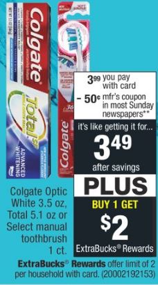 Colgate Total toothpaste cvs deals