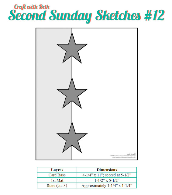 Craft with Beth: Stampin' Up! Second Sunday Sketches card sketch challenge graphic 12 with measurements