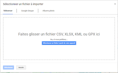 My Maps - Sélectionner fichier à importer