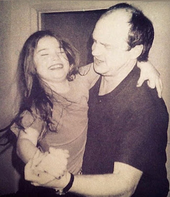 Lily James and her father at childhood age