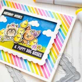 Sunny Studio Stamps: Puppy Dog Kisses Chubby Bunny Fancy Frames Puppy Themed Birthday Card by Mona Toth