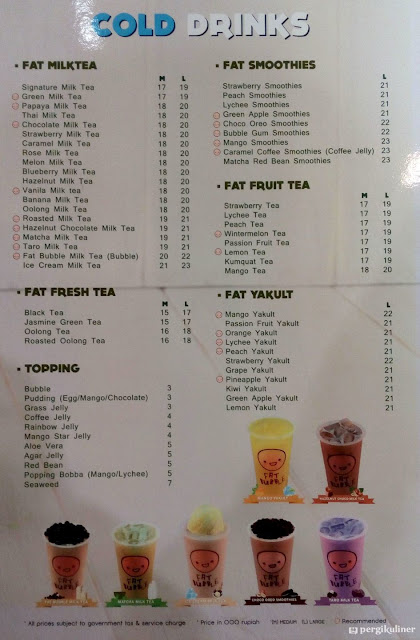 Daftar Harga Menu Fat Bubble