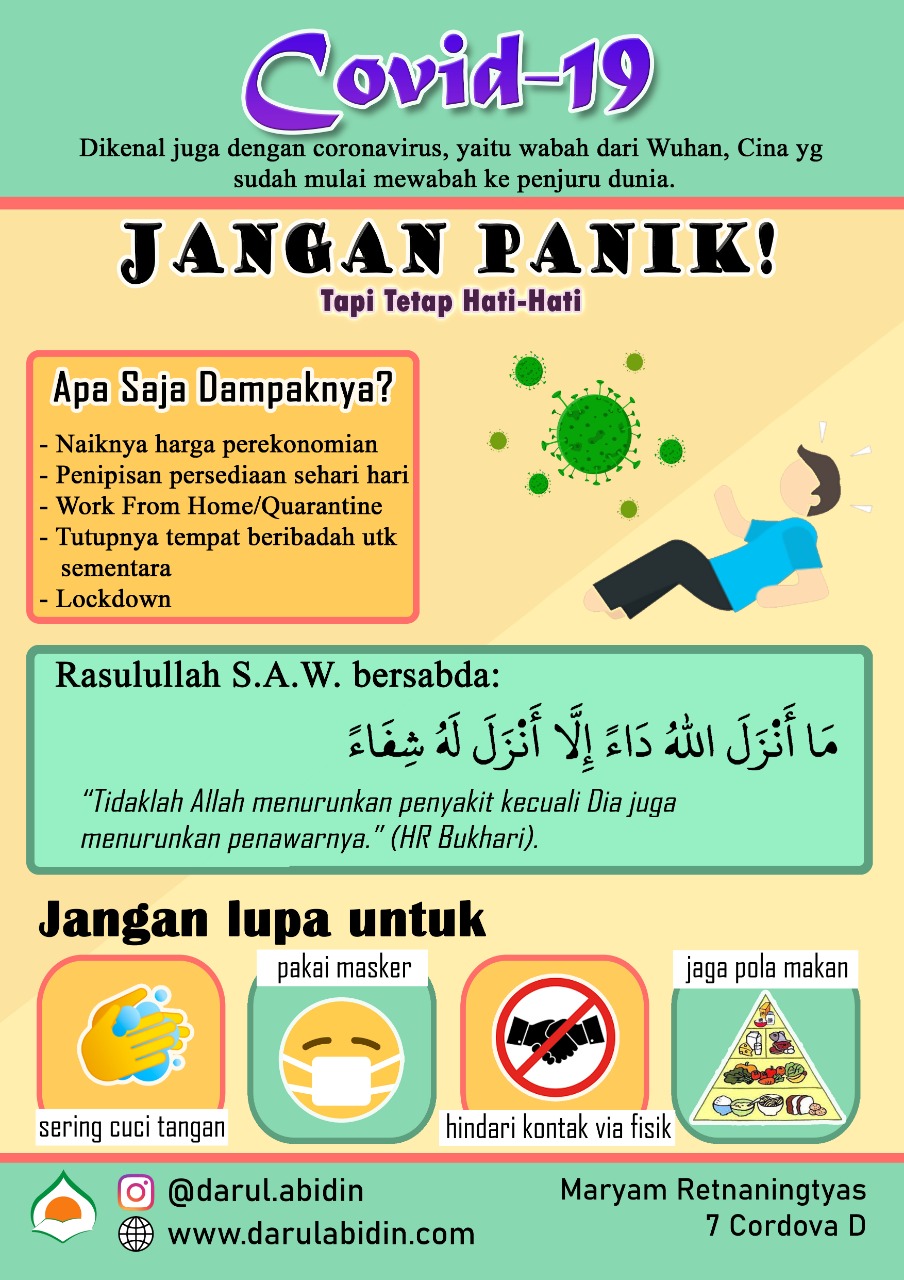 Karya PBL Kelas 7D Proyek Poster Covid 19 SMPIT Darul 