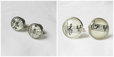 image music-themed accessories collar pins cufflinks two cheeky monkeys music sheet note musician