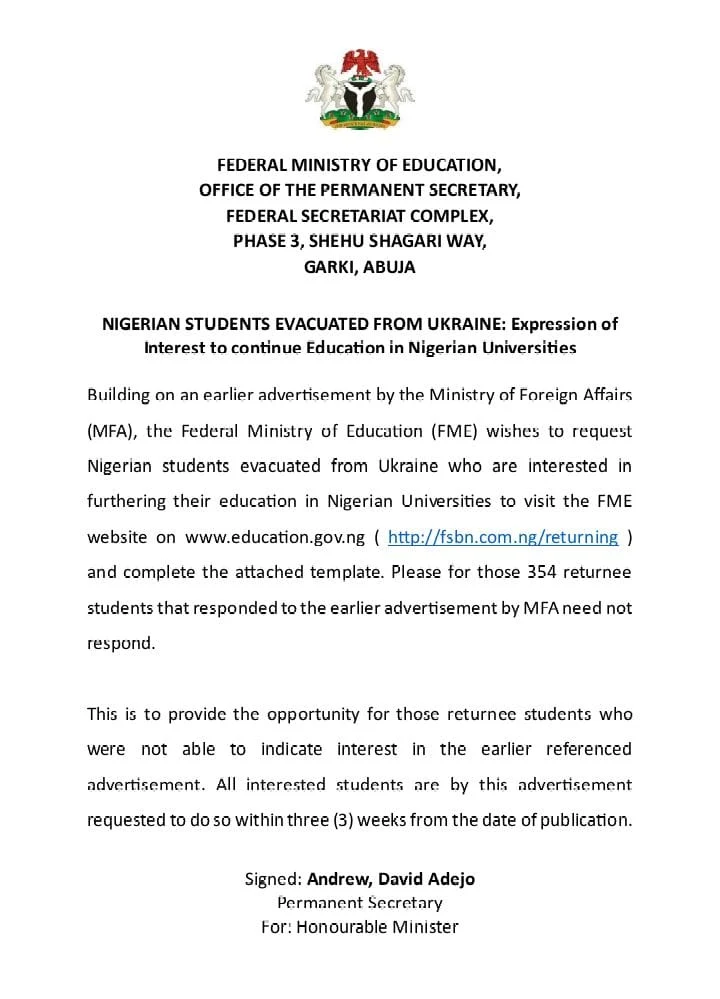 Nigerian Student in Ukraine (NSU) Registration Form 2022