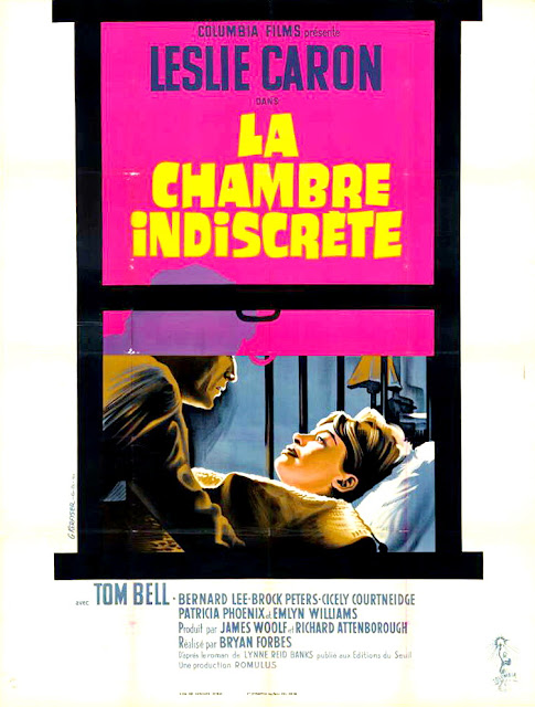 LA CHAMBRE INDISCRÈTE. Cartel. Francia. Arte: Georges Kerfyser. LA HABITACIÓN EN FORMA DE L. The L-Shaped Room. 1962. Reino Unido. Dirección: Bryan Forbes. Reparto: Leslie Caron, Tom Bell, Bernard Lee, Brock Peters, Cicely Courtneidge, Patricia Phoenix, Emlyn Williams, Avis Bunnage, Nanette Newman, Mark Eden, Gerald Sim, Harry Locke