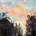 "Dusk In The Forest" by Karla Nolan, palette knife oil painting