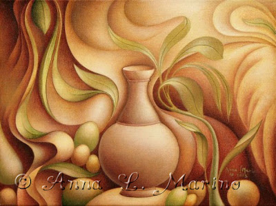Composizione con vaso e foglie © Anna Marino