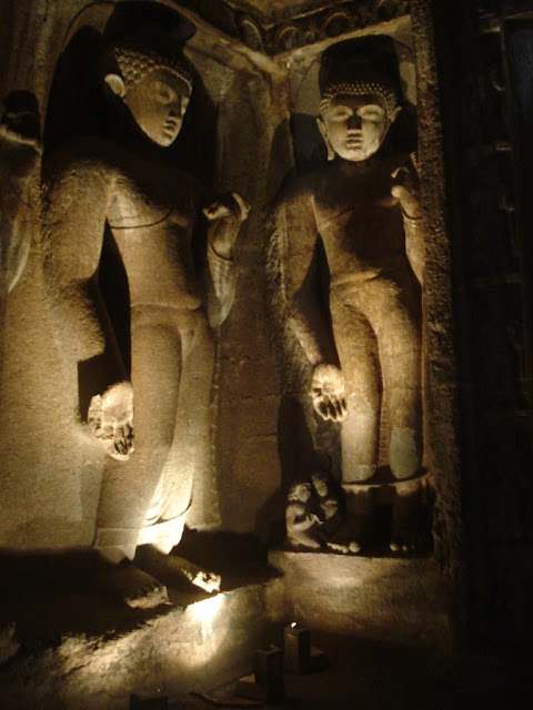 Two of the Buddhas of the past - from Ajanta cave 4 antechamber 