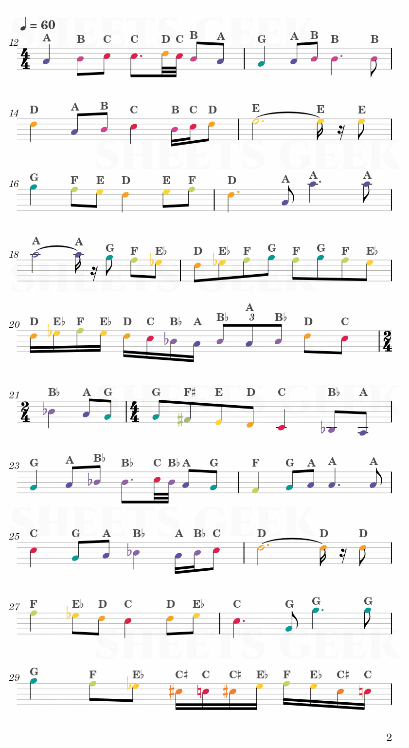 For The Love Of A Princess - Braveheart Theme Easy Sheet Music Free for piano, keyboard, flute, violin, sax, cello page 2