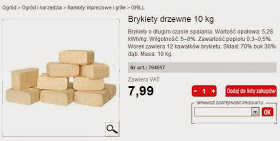 Brykiet drzewny kupiony w JULA