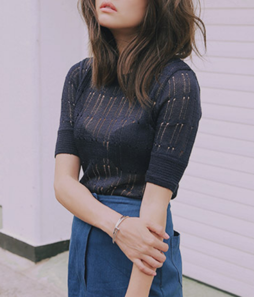 Eyelet Patterned See-Through Top