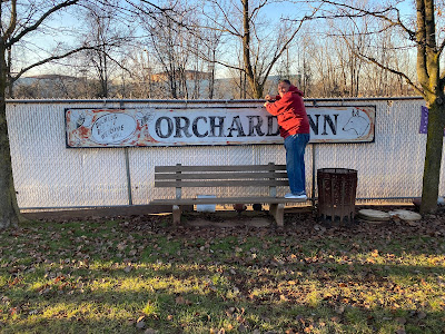 December 2022... Joey Lamberti removing the Orchard Inn sign from his fence and loading onto a truck... which will bring her back to where it all began! How fuckin' cool is that!