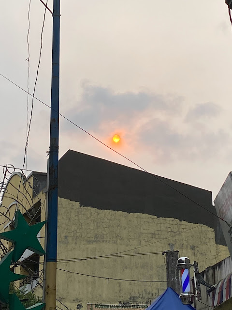 A burning sun in the sky