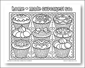 Coloring pages cupcakes