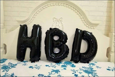 Balon Foil Huruf HBD Warna Hitam