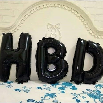 Balon Foil Huruf HBD Warna Hitam