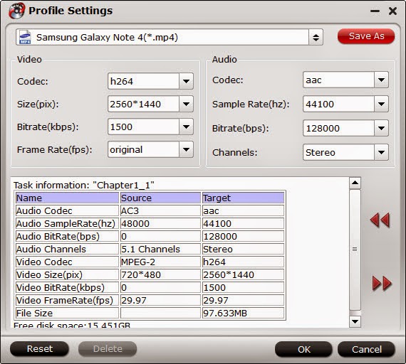 Galaxy Note 3/4 video settings