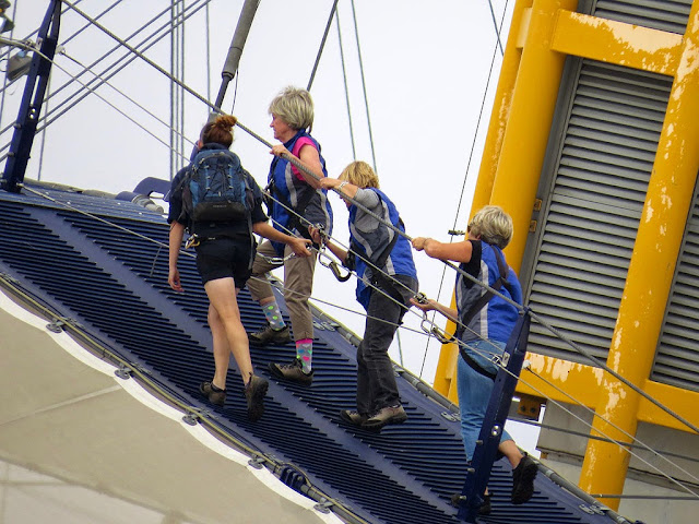 Climbers on the top platform of The O2, Millendium Dome, North Greenwich, London