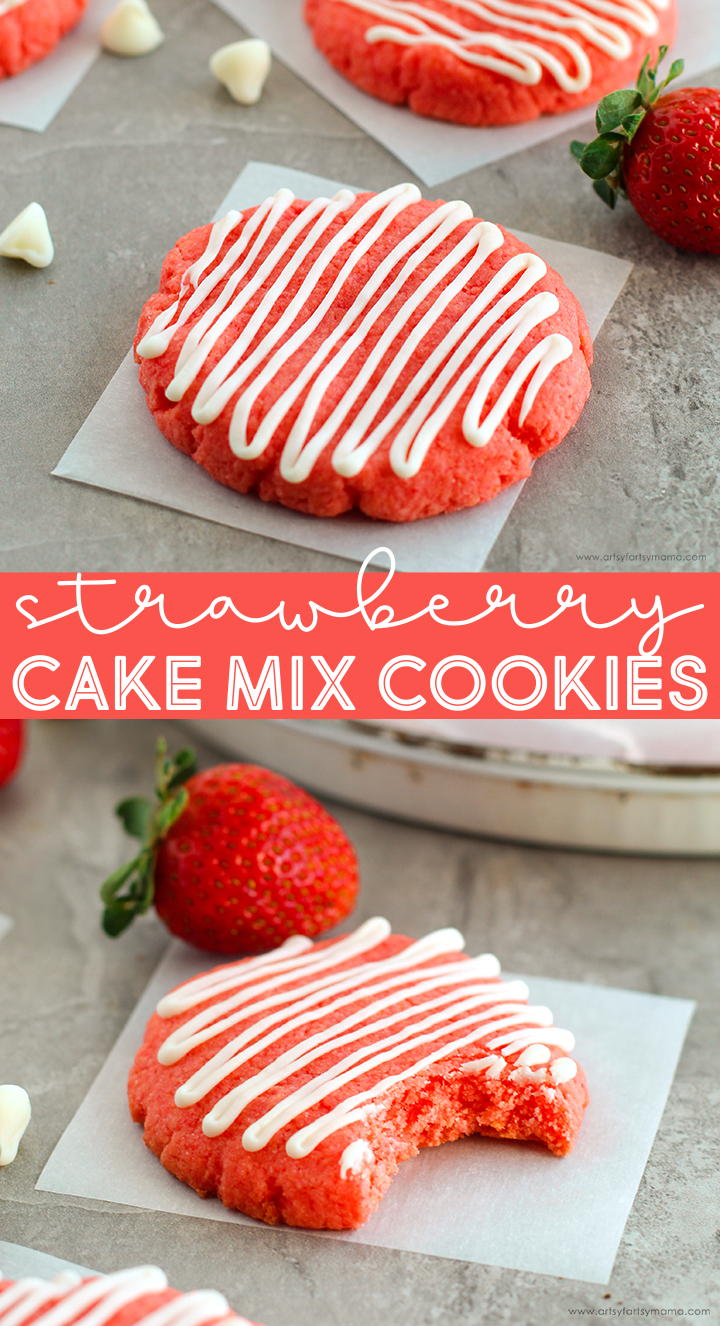 These chewy Strawberry Cake Mix Cookies are bursting with strawberry flavor!