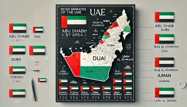 ترتيب الإمارات السبع من حيث المساحة