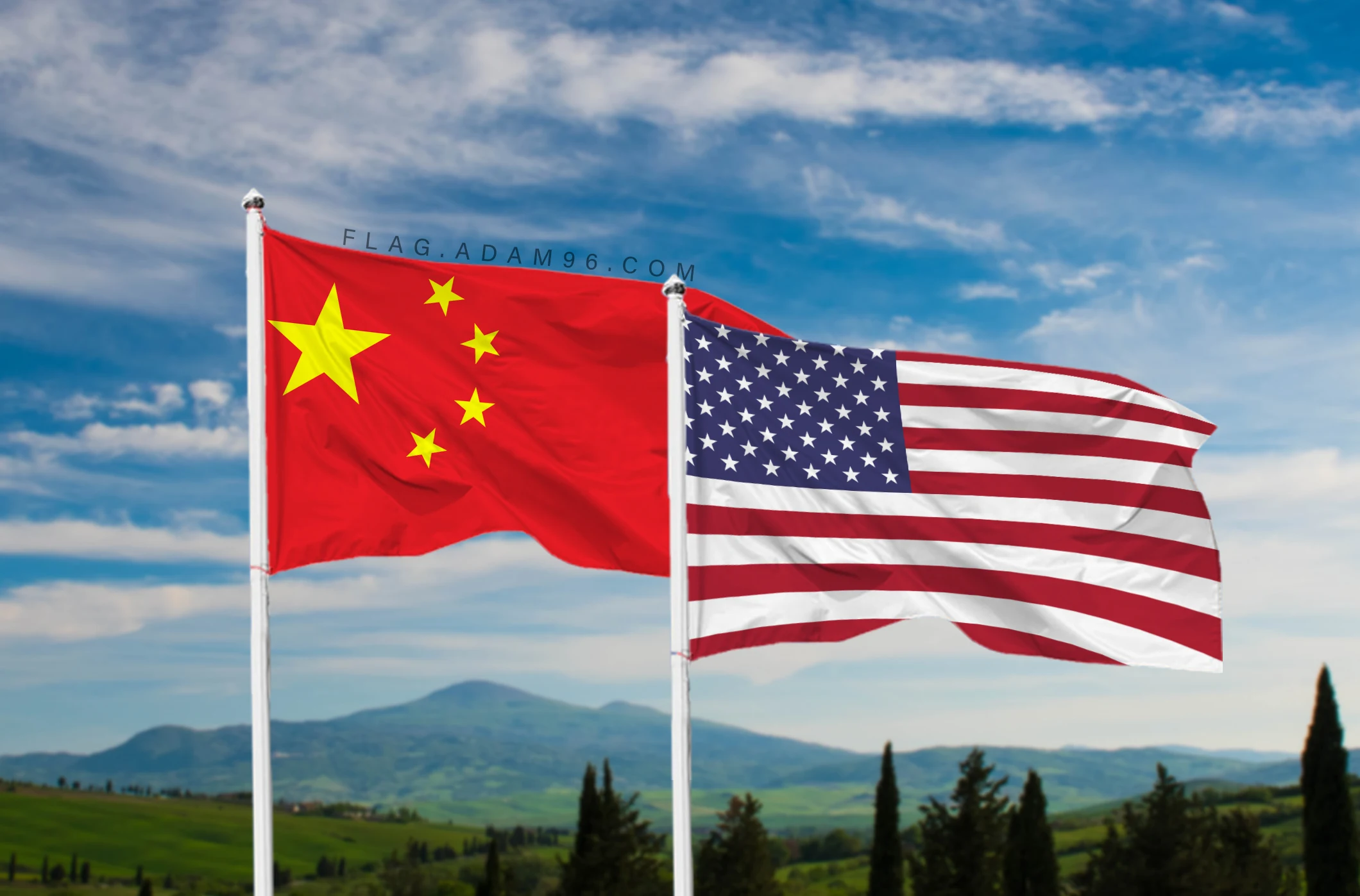 تحميل علم امريكا والصين خلفية اعلام العالم بدقة عالية America and China