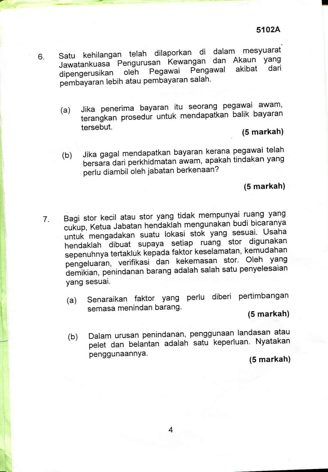 Hidup Itu Indah : Contoh Soalan 5102A (Perintah Am, Arahan 