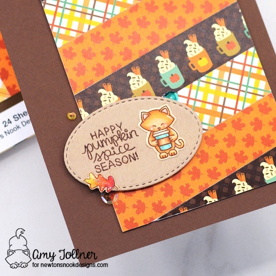 Autumn Paper Pad, Newton Makes Plans Stamp and Die Set, Pumpkin Latte Stamp Set, Fall-ing for You Stamp Set, Oval Frames Die Set by Newton's Nook Designs #newtonsnookdesigns #newtonsnook #nnd #handmade