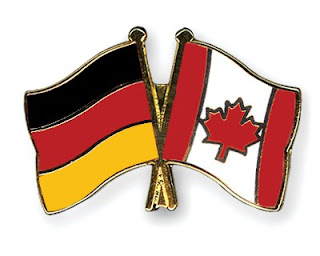 Interlocking German and Canadian flags