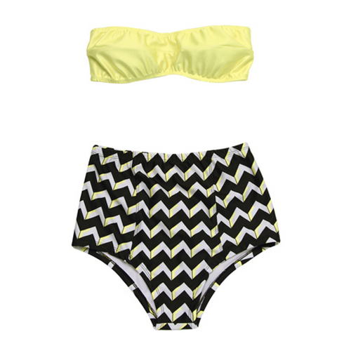 Tube Top and High Waist Zigzag Bottom Bikini