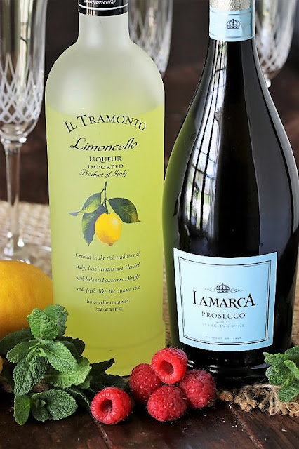 Sparkling Raspberry-Limoncello Cocktail Ingredients Image