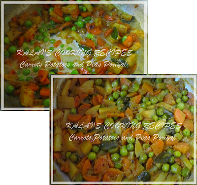 Carrots Potatoes and Peas Poriyal with Coconut Milk